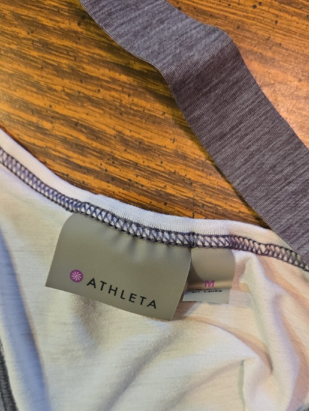 Athleta White Tank Top with Heather Gray Straps - Picture 3 of 3